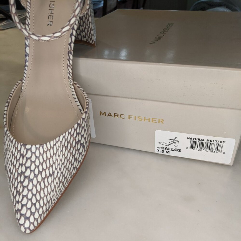 Callo Snakeskin Slingback Block Heel Pumps - Picture 2 of 6